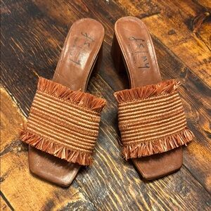 Luna - Cognac Raffia Fringe Sandals size 37